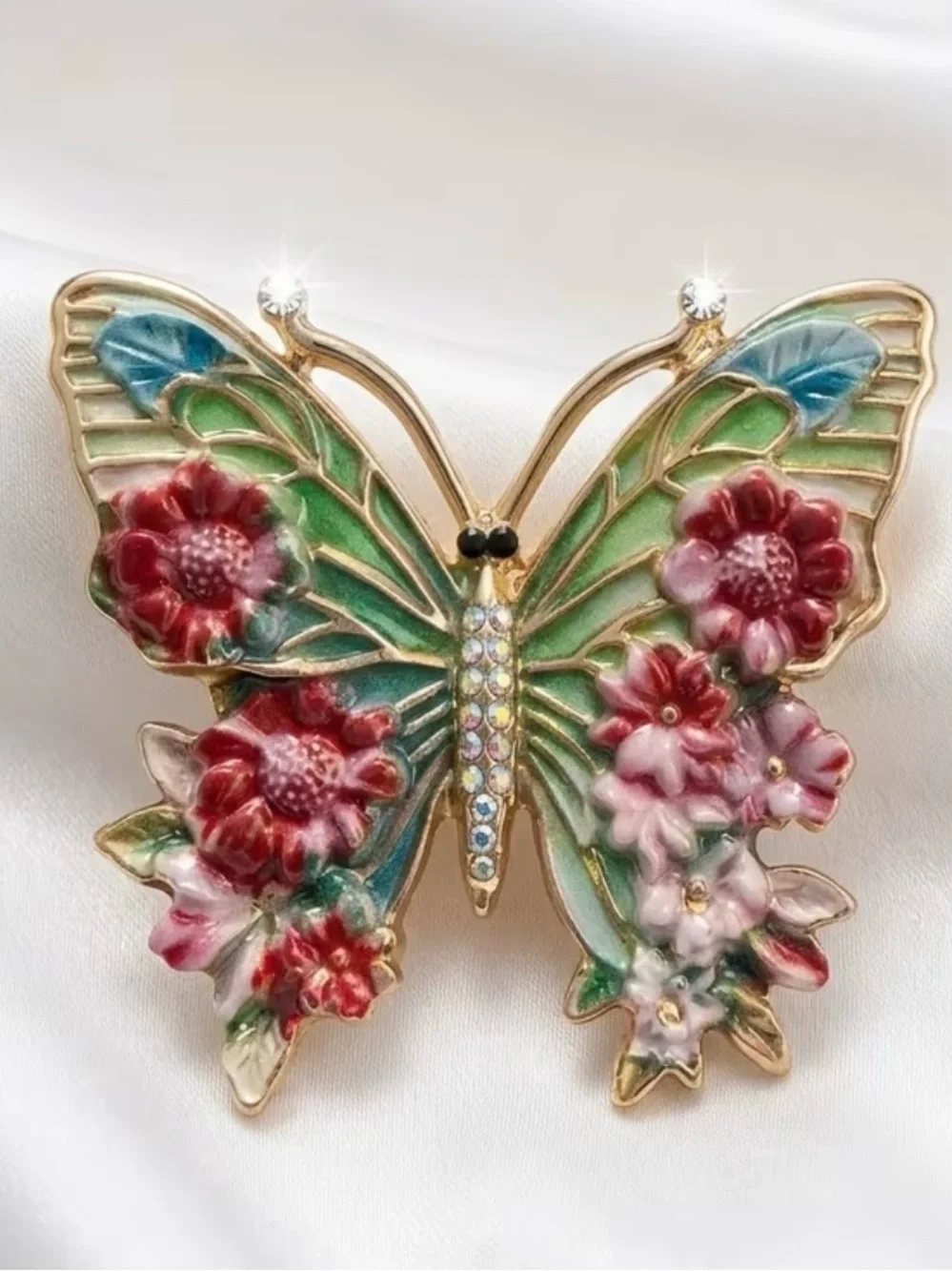 Enamel Floral Butterfly Brooch/Pin